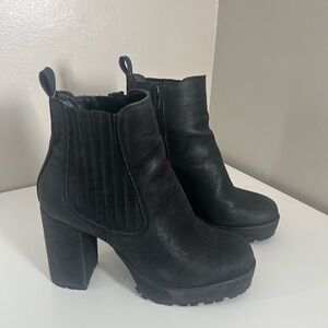 Black Chunky Platform Heel Ankle Boots